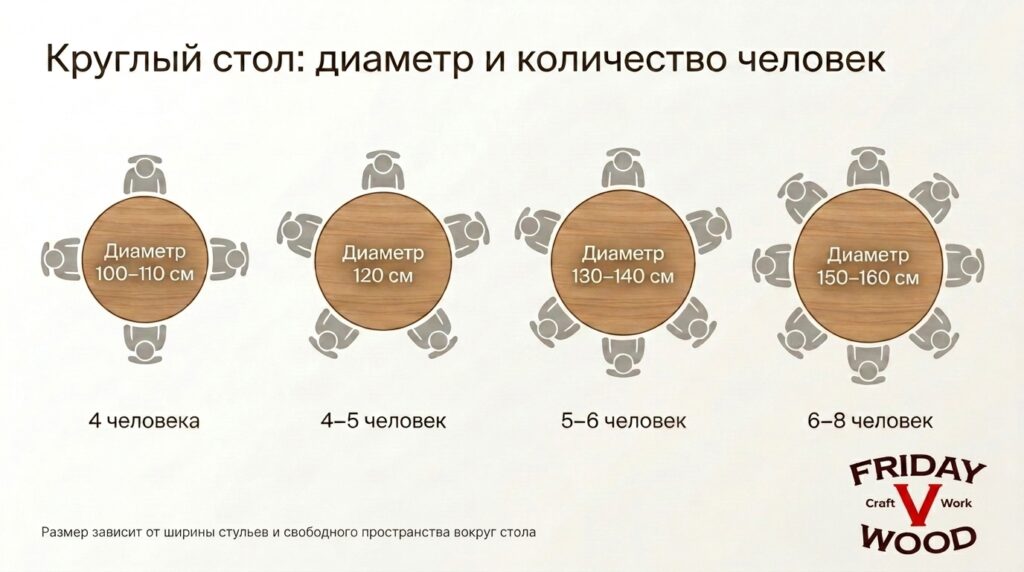 Схема рассадки за круглым столом по диаметру и количеству человек